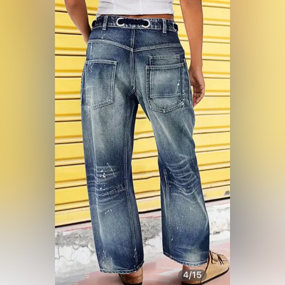 Flamingo Grommet Drawstring Jeans - Picture 3 of 10